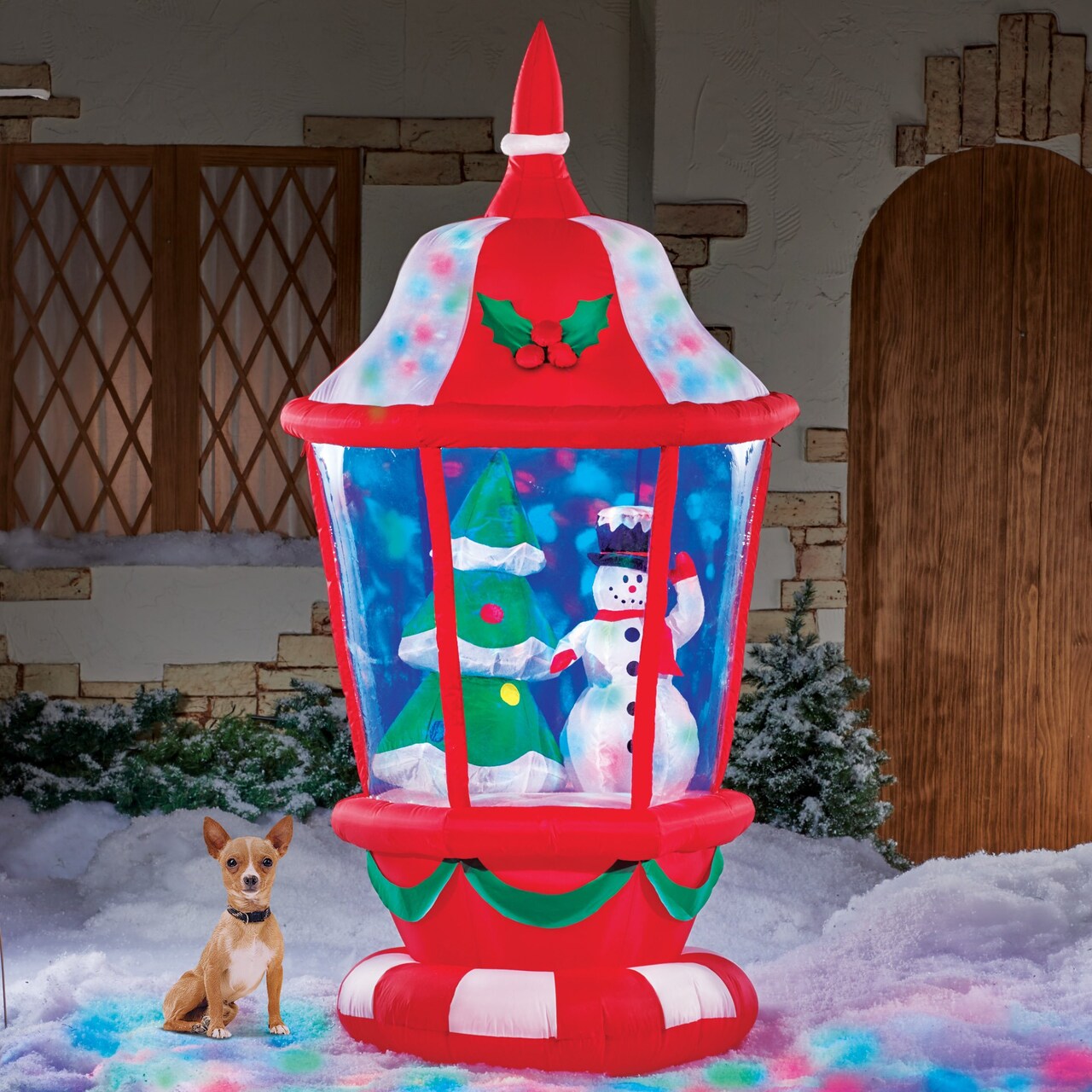 Collections Etc Inflatable Christmas Lantern Outdoor Decoration